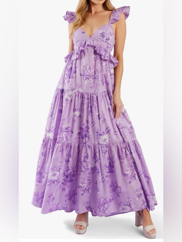 Flying Tomato Ruffle Trim Maxi Dress